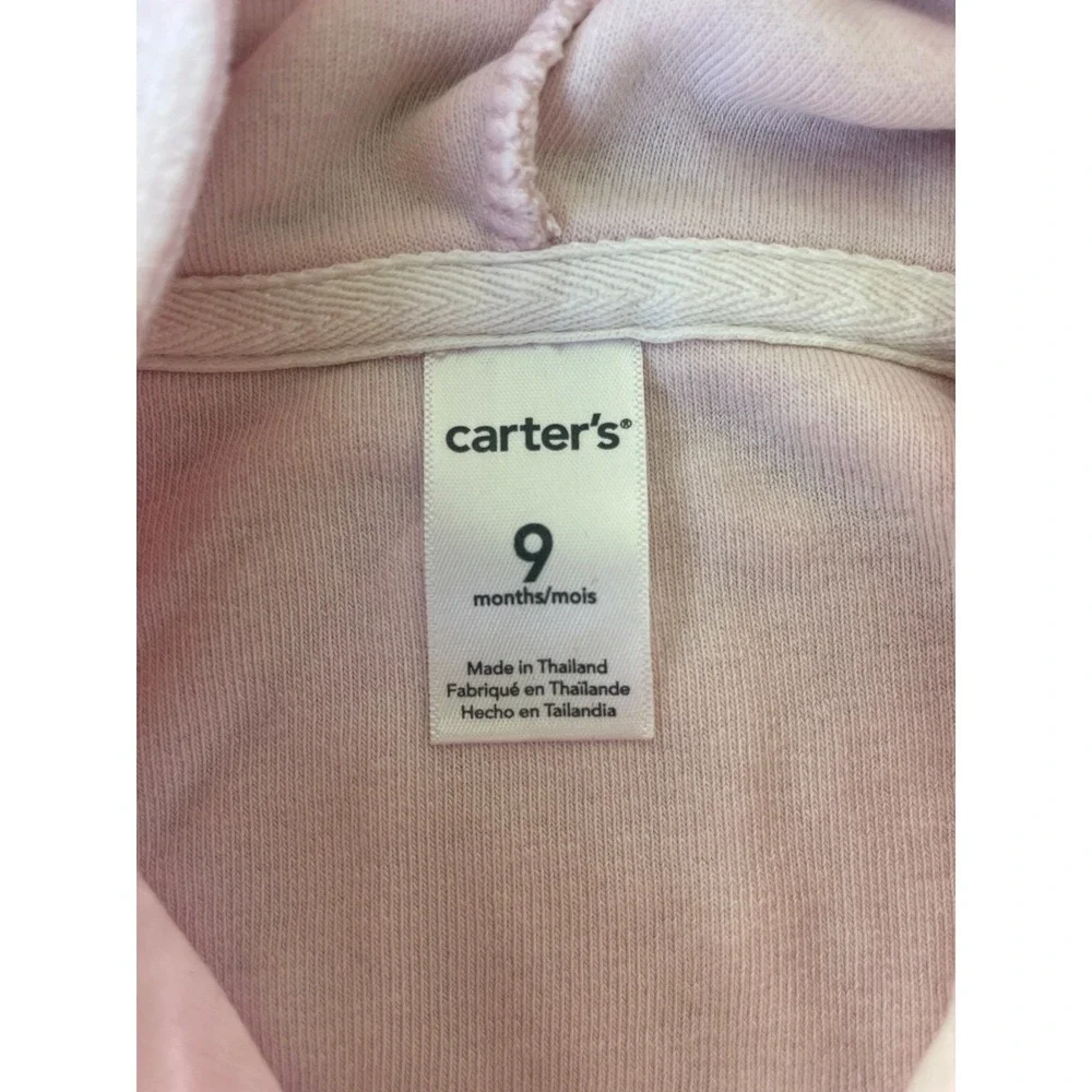 Carters Plush Bear Ear Hoodie Girls‎ 9 Months Light Pink Cozy Fall Minimalist